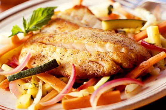 Sautéed Striped Bass with Summer Vegetables