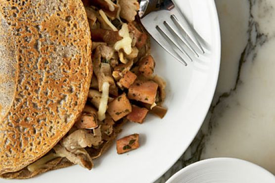 Savory Buckwheat Crepes with Ham and Mornay Sauce