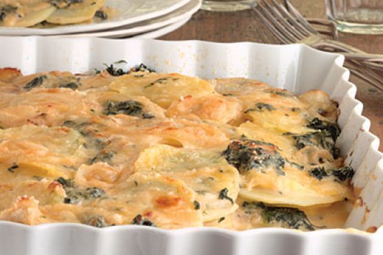 Scalloped Potatoes With Spinach And Cheese