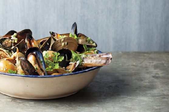 Shellfish and Potatoes à la Marinière