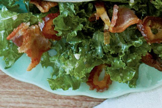 Shredded Kale Salad with Bacon and Dates