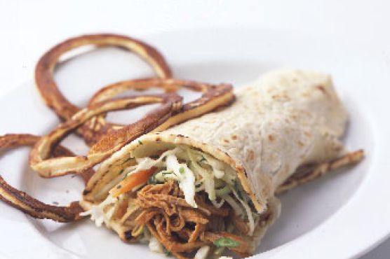 Shredded Pork Wraps with Lemon Coleslaw