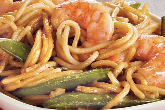 Shrimp and Sugar Peas Lo Mein