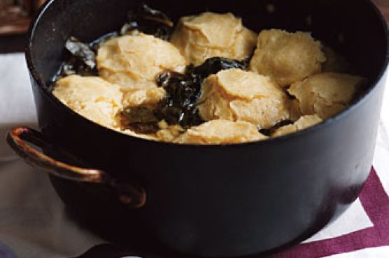 Simmered Greens with Cornmeal Dumplings