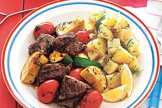 Sirloin-Vegetable Kebabs with Balsamic Glaze