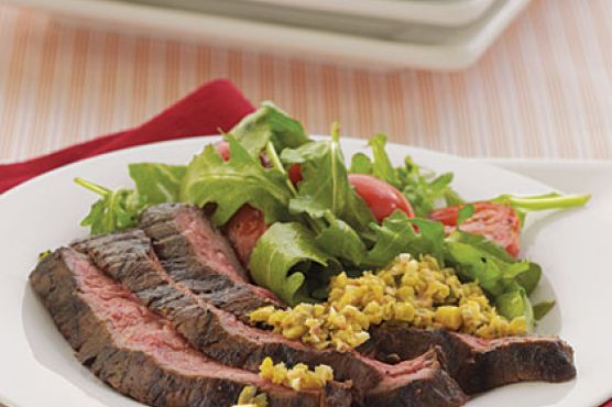 Skirt Steak with Green Olive Tapenade