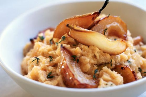 Smashed Rutabagas with Ginger-Roasted Pears