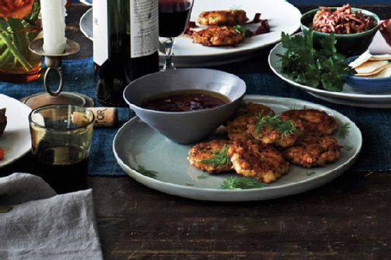 Smoked Fish Fritters with Beet Vinaigrette