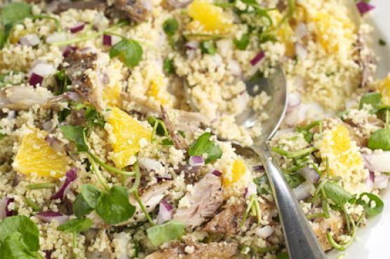 Smoked mackerel, orange & couscous salad