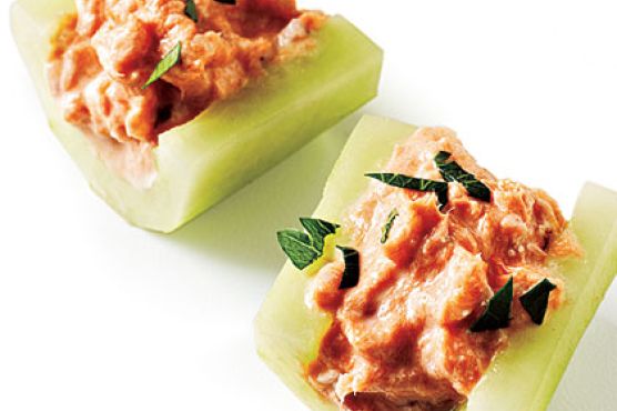 Smoked Salmon in Cucumber Boats