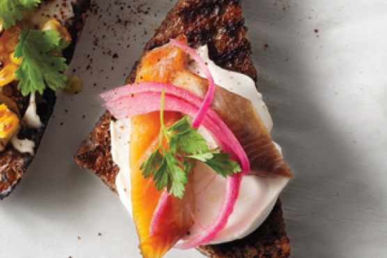 Smoked Trout, Crème Fraîche & Pickled Onion