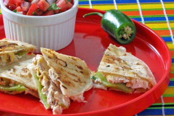 Smoky Grilled Quesadilla with Anaheim Chilis and Chicken