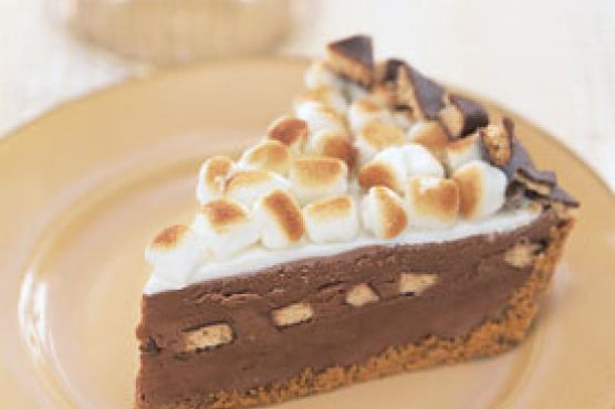 S'mores Ice Cream Pie with Warm Milk Chocolate Sauce