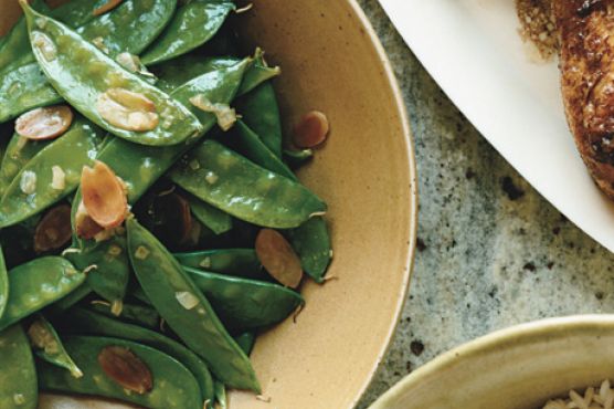 Snow Peas with Toasted Almonds