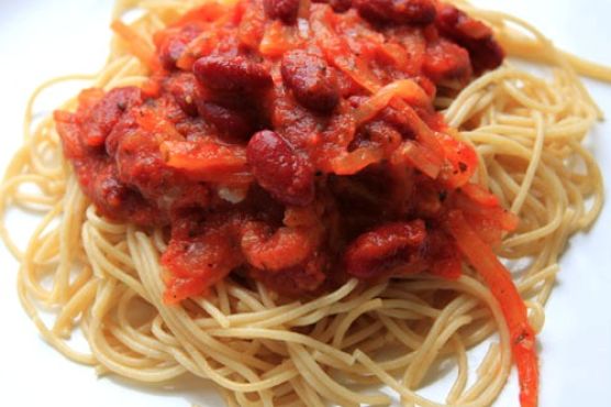 Spaghetti With Kidney Beans Sauce