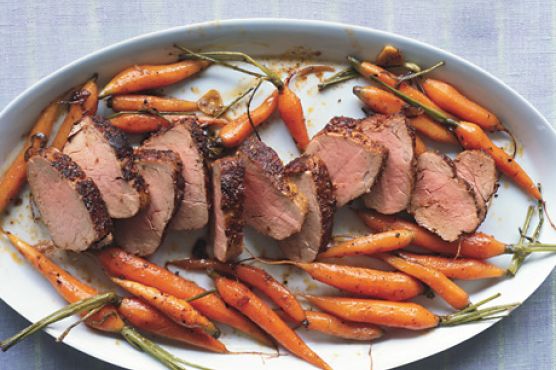 Spice-Rubbed Pork Tenderloin with Roasted Baby Carrots