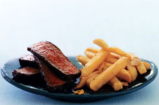 Spice-Rubbed Steak with Quick Garlic Fries