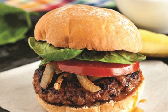 Spiced Apple Pork Burgers with Maple-Dijon Sauce