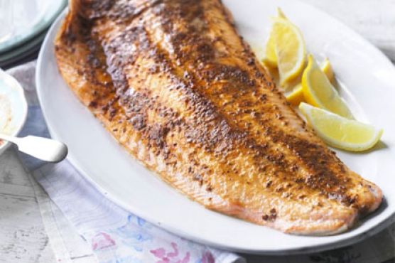 Spiced roast side of salmon