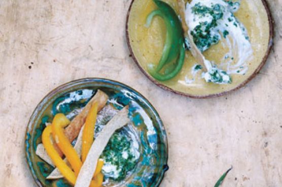 Spiced Yogurt Dip with Pita and Peppers