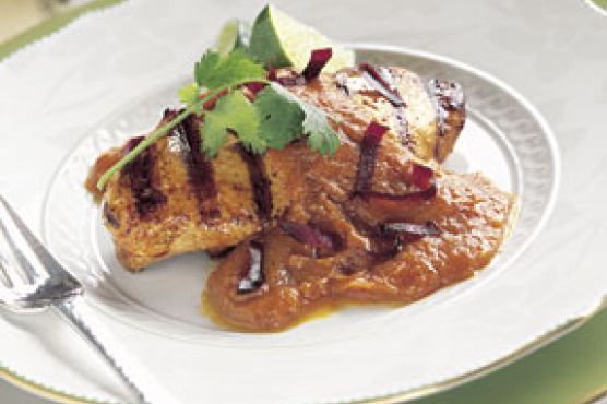 Spicy Grilled Chicken with Creamy Pumpkin Mole Sauce