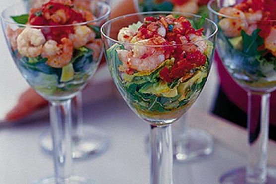 Spicy prawn cocktail with tomato & coriander dressing