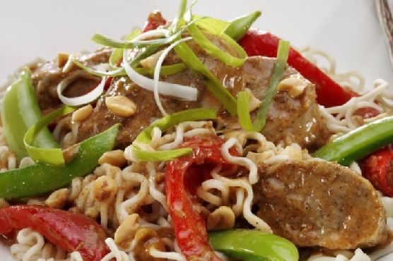 Spicy Thai Pork with Vegetables & Sesame Noodles