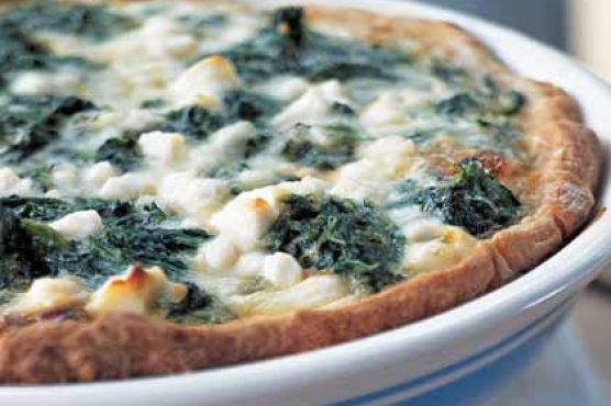 Spinach, Caramelized Onion, and Feta Quiche