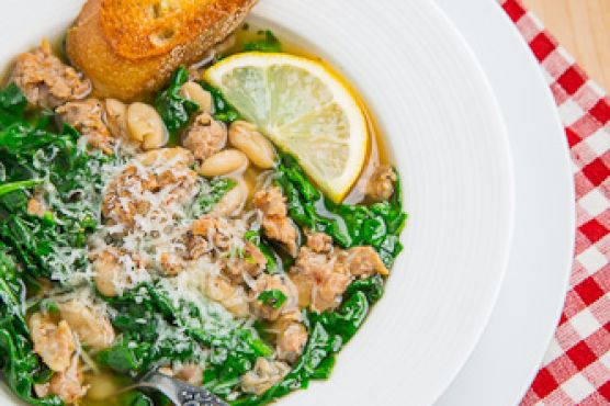 Spinach, White Bean and Turkey Sausage Soup