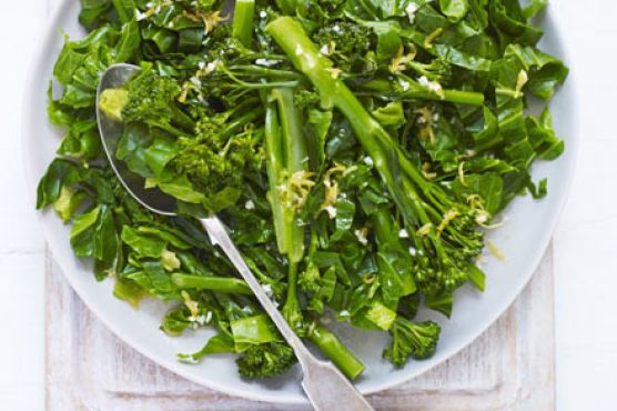 Spring greens with lemon dressing