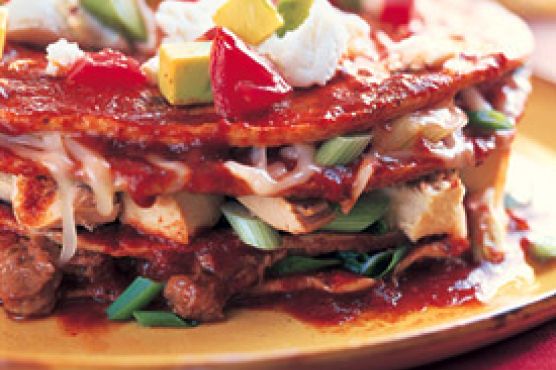 Stacked Enchiladas with Turkey and Chipotle Beans