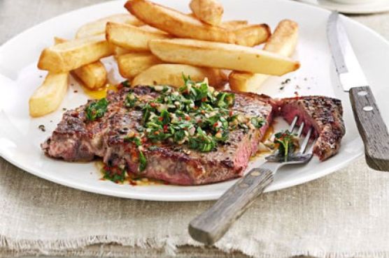 Steak with chimichurri sauce
