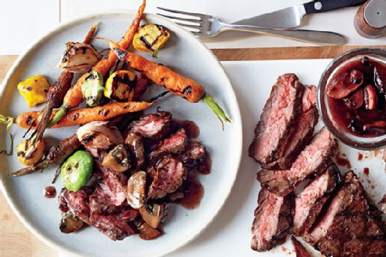 Steak with Red Wine Mushroom Sauce