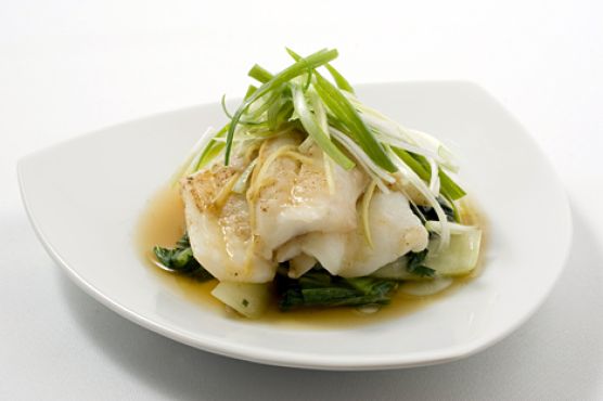 Steamed Scallion Ginger Fish Fillets with Bok Choy