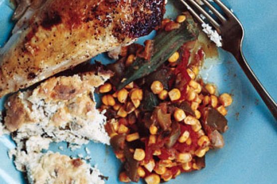 Stewed Corn and Tomatoes with Okra