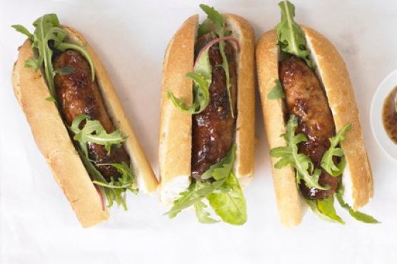 Sticky sausage baguettes