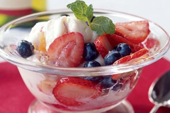 Strawberry-Blueberry Compote in Red Wine Syrup