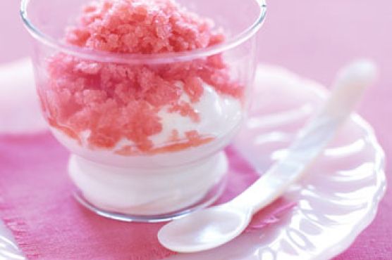 Strawberry Granita with Whipped Cream