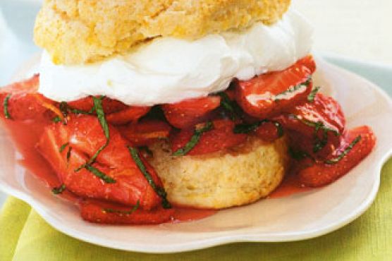 Strawberry Shortcakes with Mint and Whipped Cream