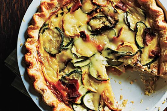 Summer Squash, Bacon, and Mozzarella Quiche