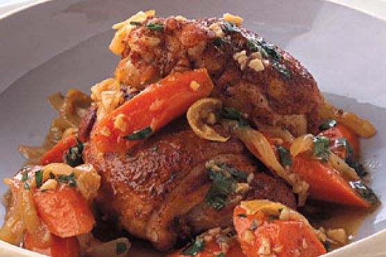 Sweet-and-Sour Chicken Thighs with Carrots