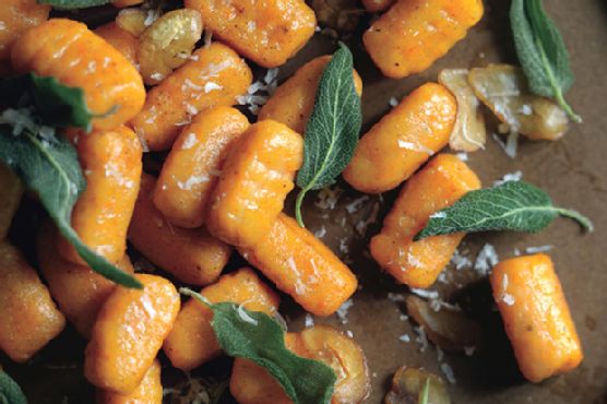 Sweet Potato Gnocchi with Fried Sage and Shaved Chestnuts