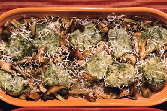 Swiss Chard Ricotta Gnudi with Fall Mushrooms