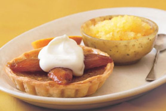 Tangerine-Date Tartlets with Buttermilk Whipped Cream and Tangerine Granita