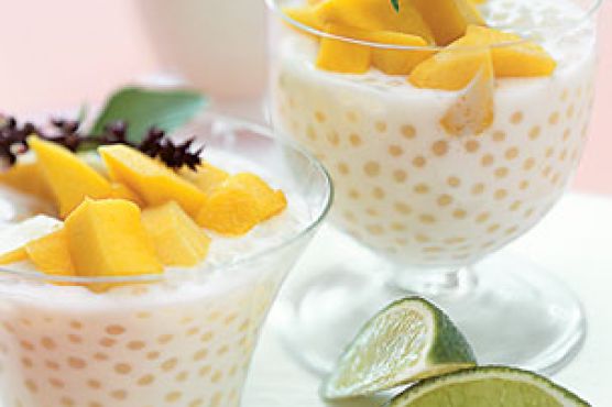 Thai Coconut Tapioca Pudding with Cayenne-Spiced Mango