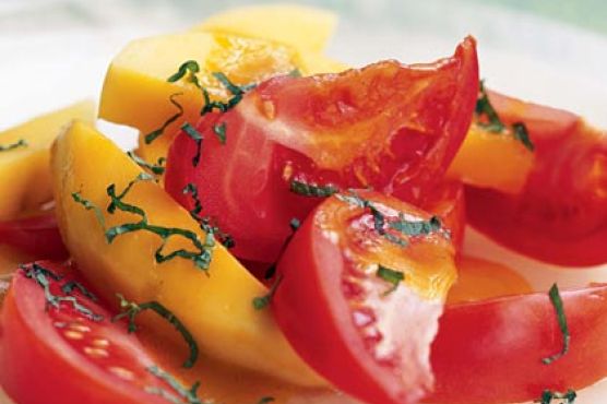 Tomato-and-Mango Salad with Curry-Orange Vinaigrette