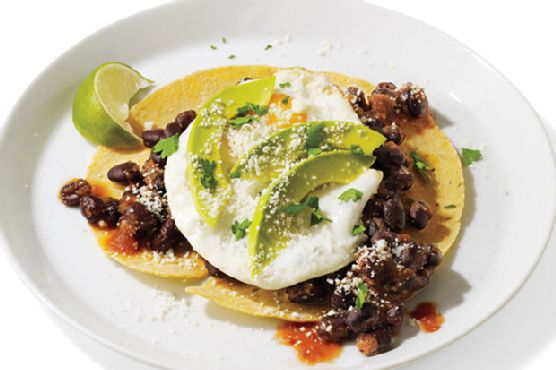 Tortillas With Eggs and Spicy Bean Chili