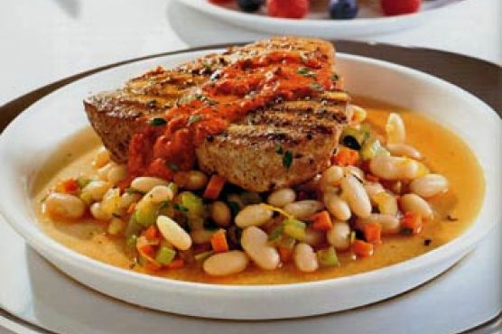 Tuna with White Beans and Sun-Dried Tomato Sauce