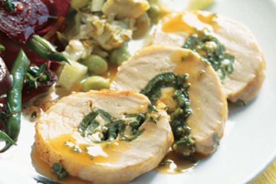 Turkey Breast Roulade with Green Chiles and Feta