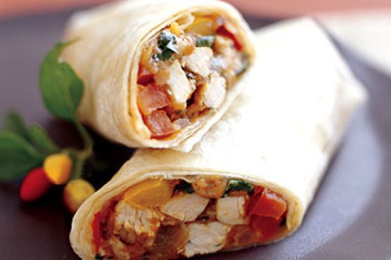 Turkey Burritos with Salsa and Cilantro